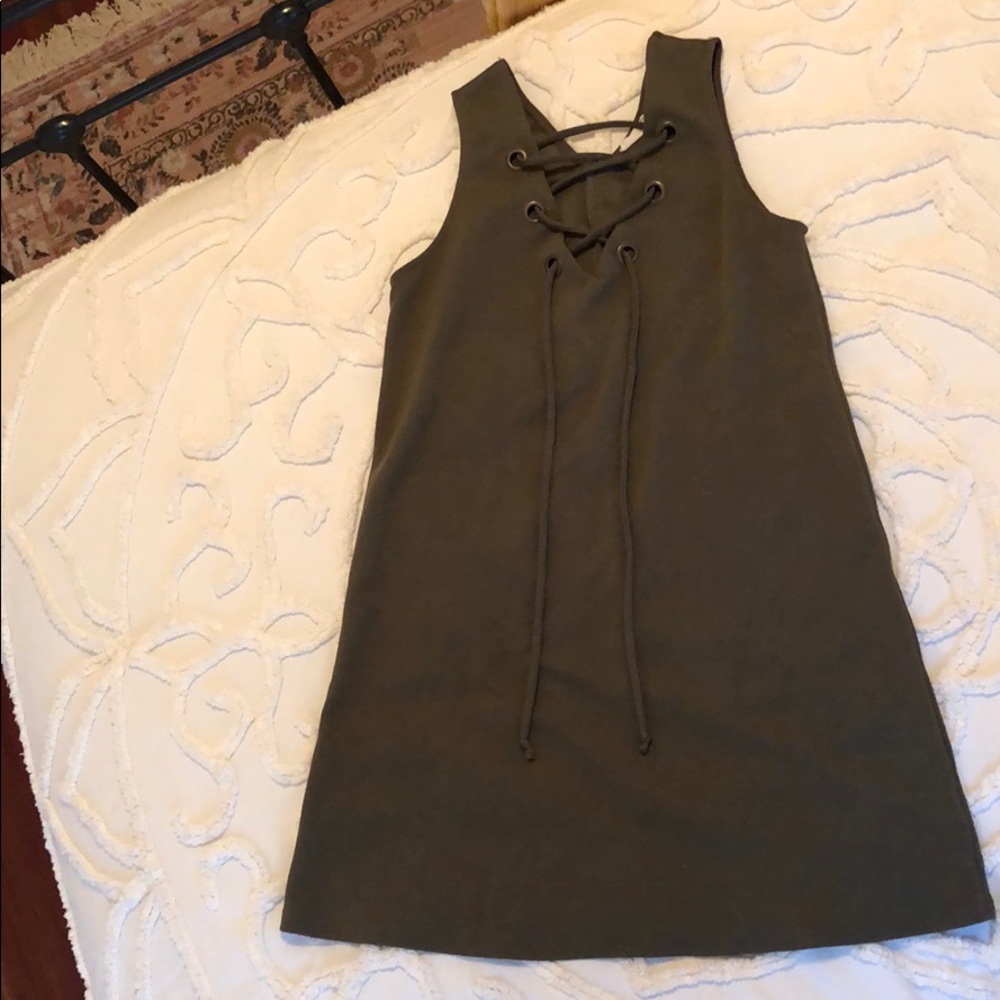 Army Green Lace Up dress